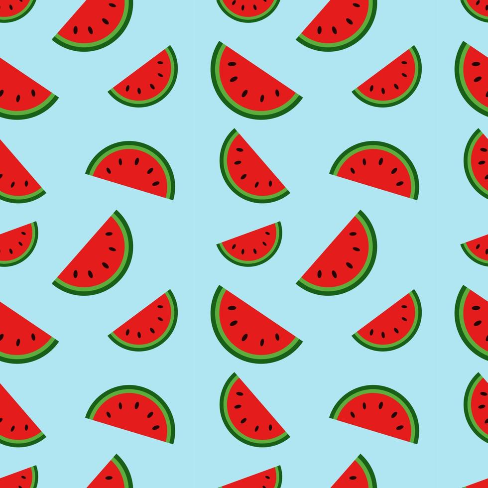 Watermelon, seamless pattern, vector. Pattern of halves of watermelon on a blue background. vector