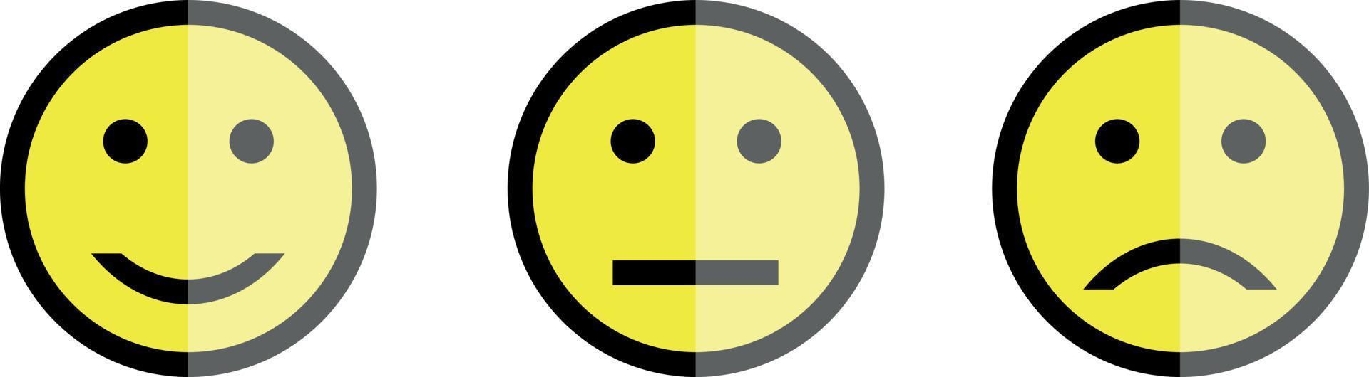 emoticonos, vector. feliz, neutral y triste. vector