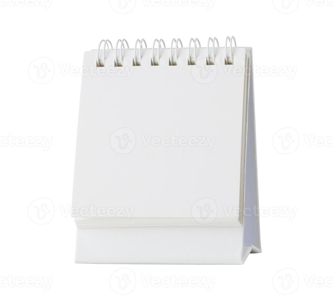 White blank paper desk calendar mockup isolated on white background photo