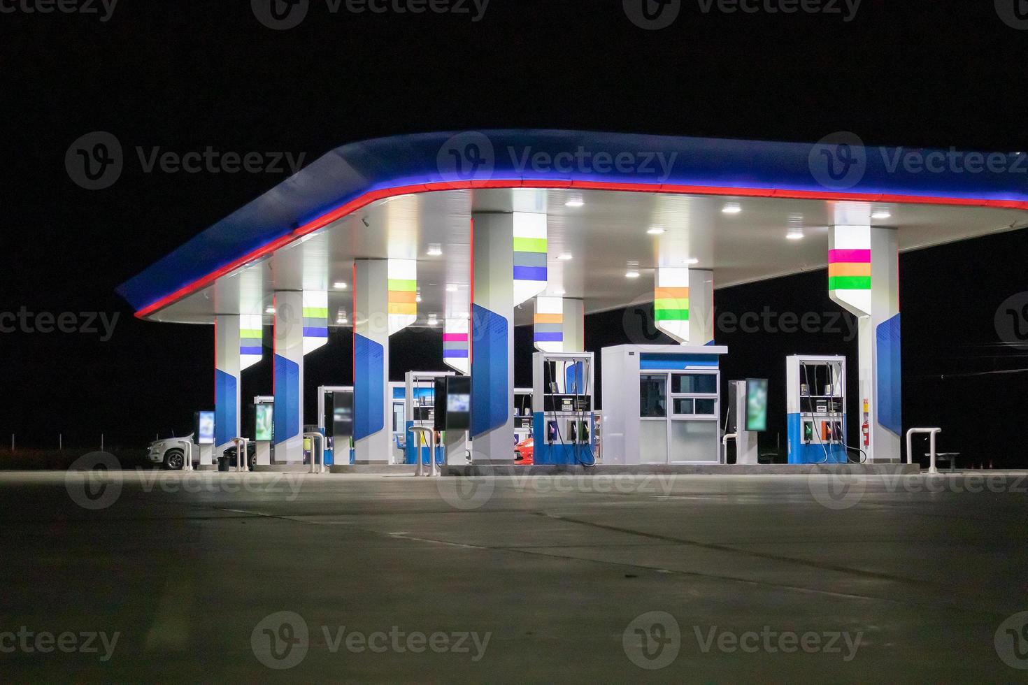 Petrol gas station at night photo