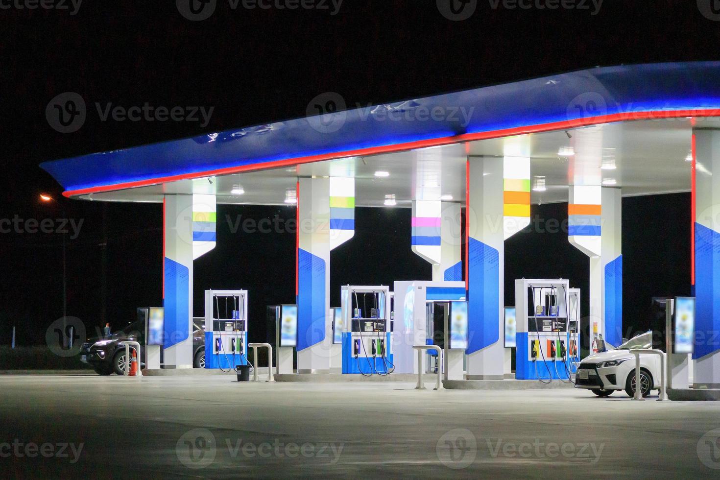 Petrol gas station at night photo