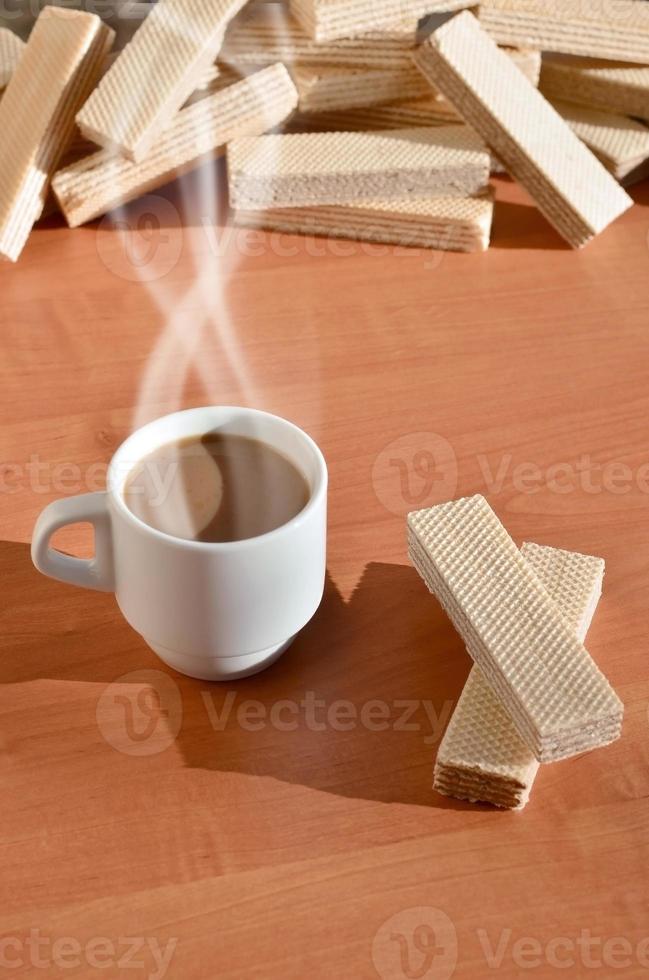Coffee cup and waffels photo