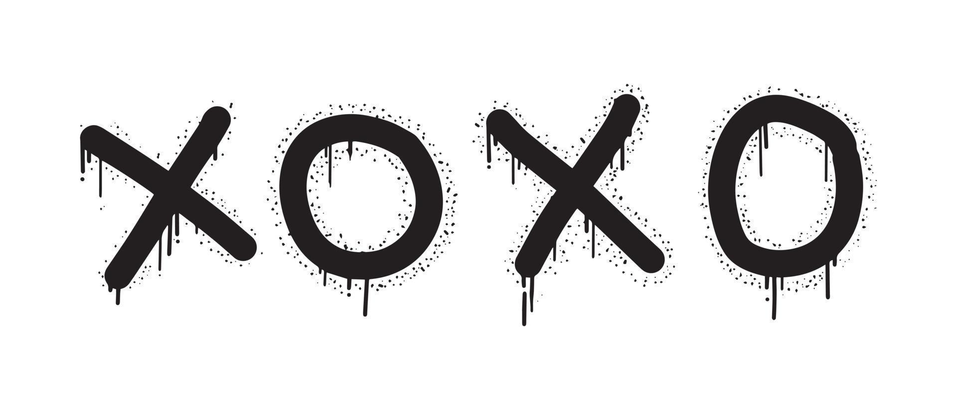 graffiti XOXO sign sprayed in black over white, vector eps 10.