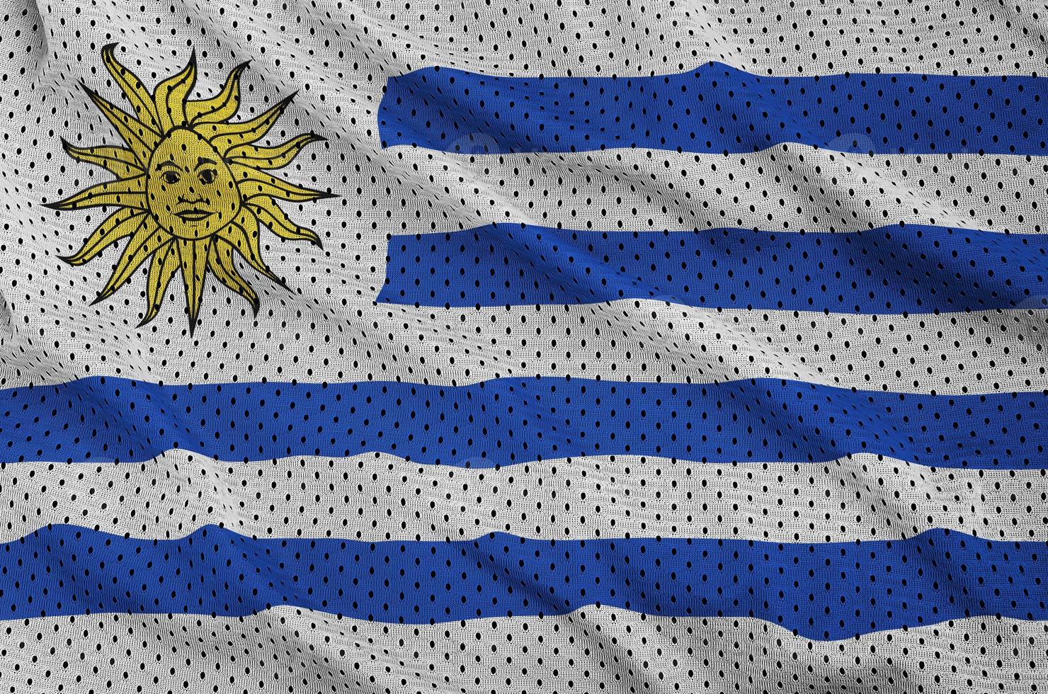 Uruguay flag printed on a polyester nylon sportswear mesh fabric photo