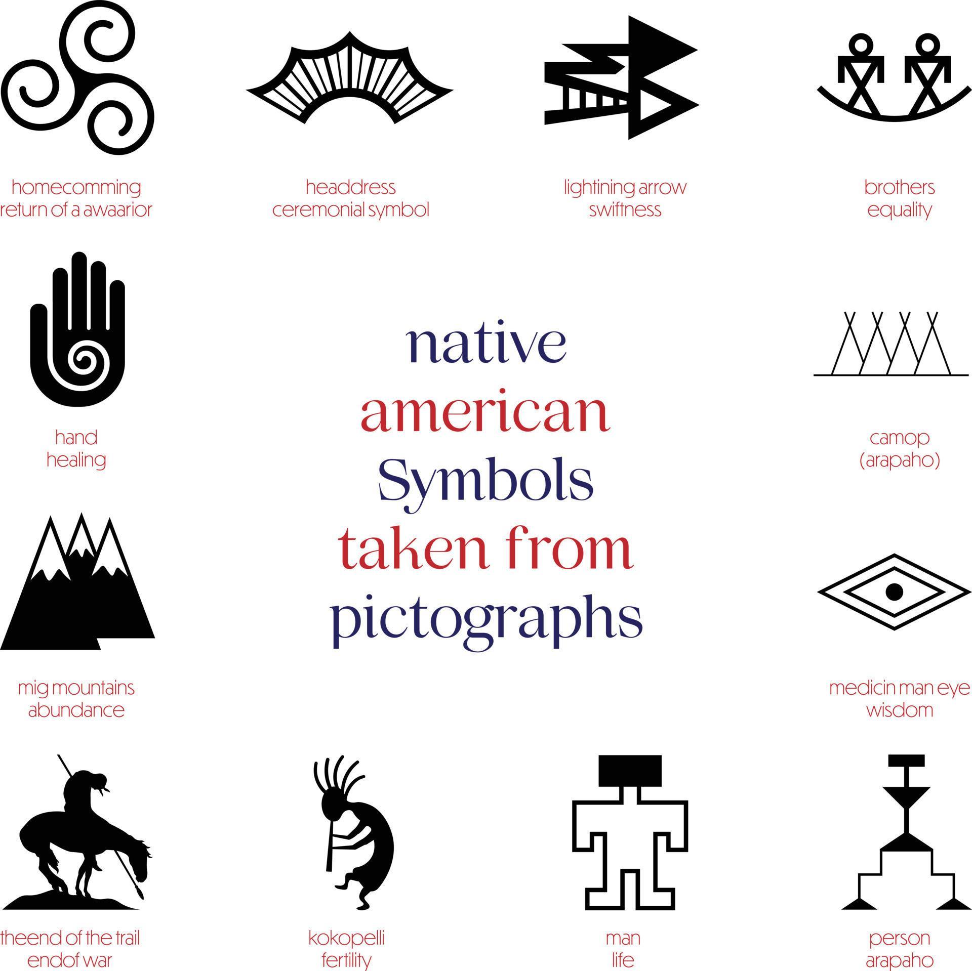 s-mbolos-nativos-americanos-tomados-de-pictograf-as-12886998-vector-en
