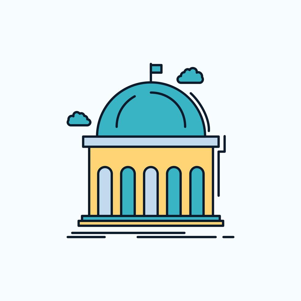 Library. school. education. learning. university Flat Icon. green and Yellow sign and symbols for website and Mobile appliation. vector illustration