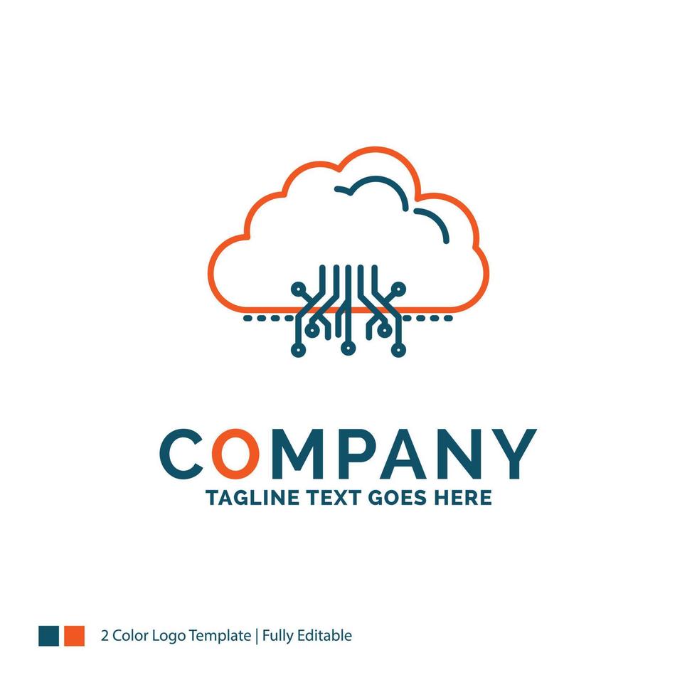 cloud. computing. data. hosting. network Logo Design. Blue and Orange Brand Name Design. Place for Tagline. Business Logo template. vector