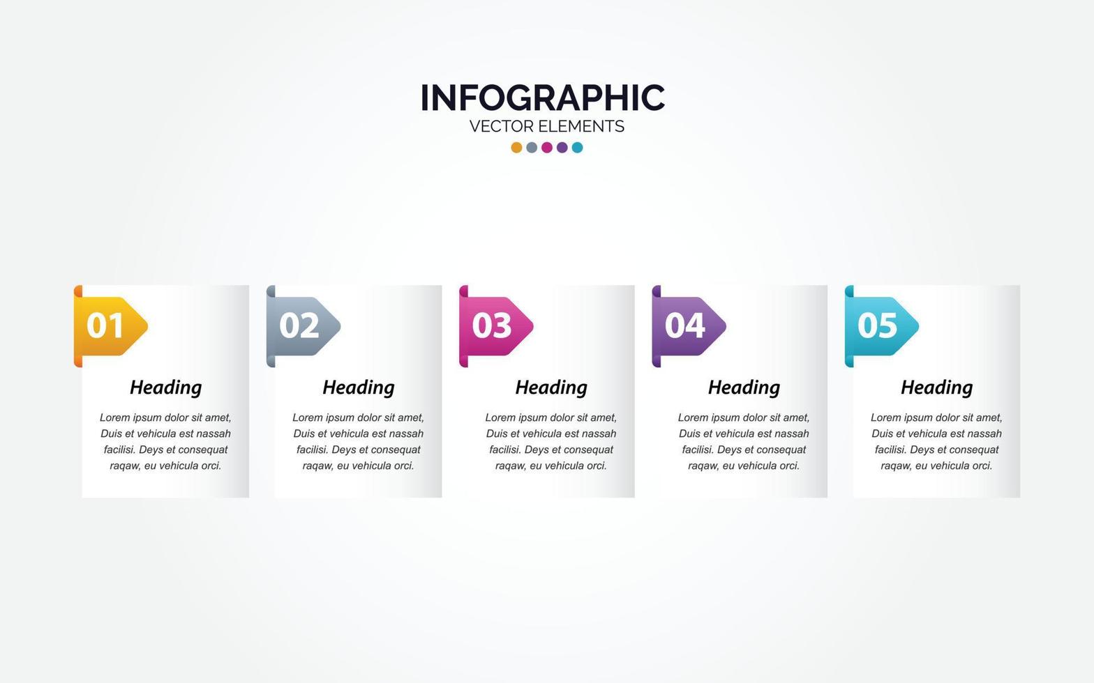 Plantilla de infografía horizontal de negocios de presentación con 5 opciones de ilustración vectorial vector