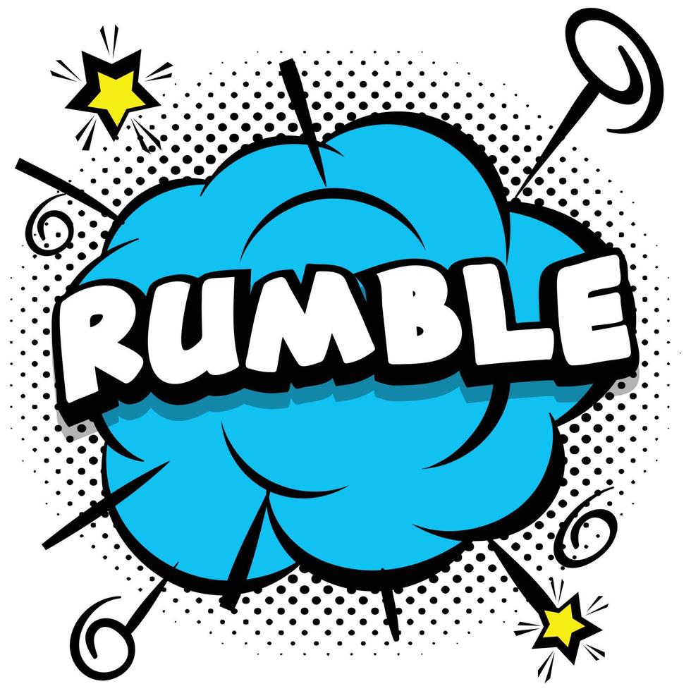 rumble comic plantilla brillante con burbujas de discurso en marcos coloridos vector