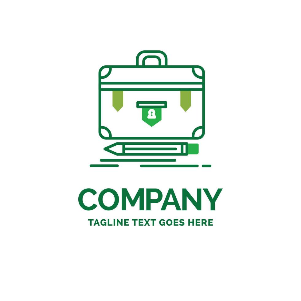 briefcase. business. financial. management. portfolio Flat Business Logo template. Creative Green Brand Name Design. vector
