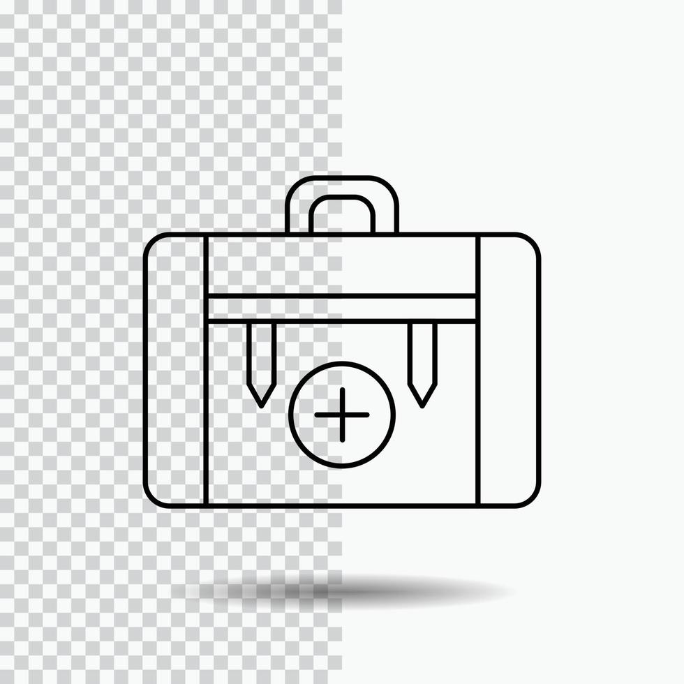 bolsa. cámping. salud. senderismo. icono de línea de equipaje sobre fondo transparente. ilustración de vector de icono negro