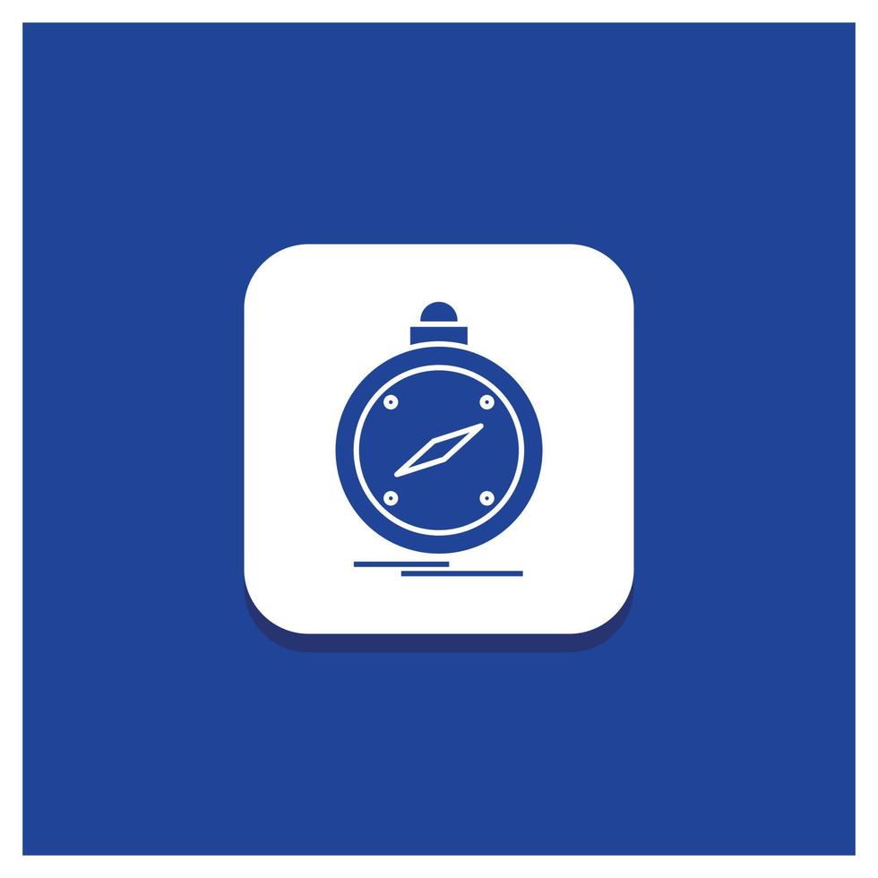 Blue Round Button for compass. direction. navigation. gps. location Glyph icon vector