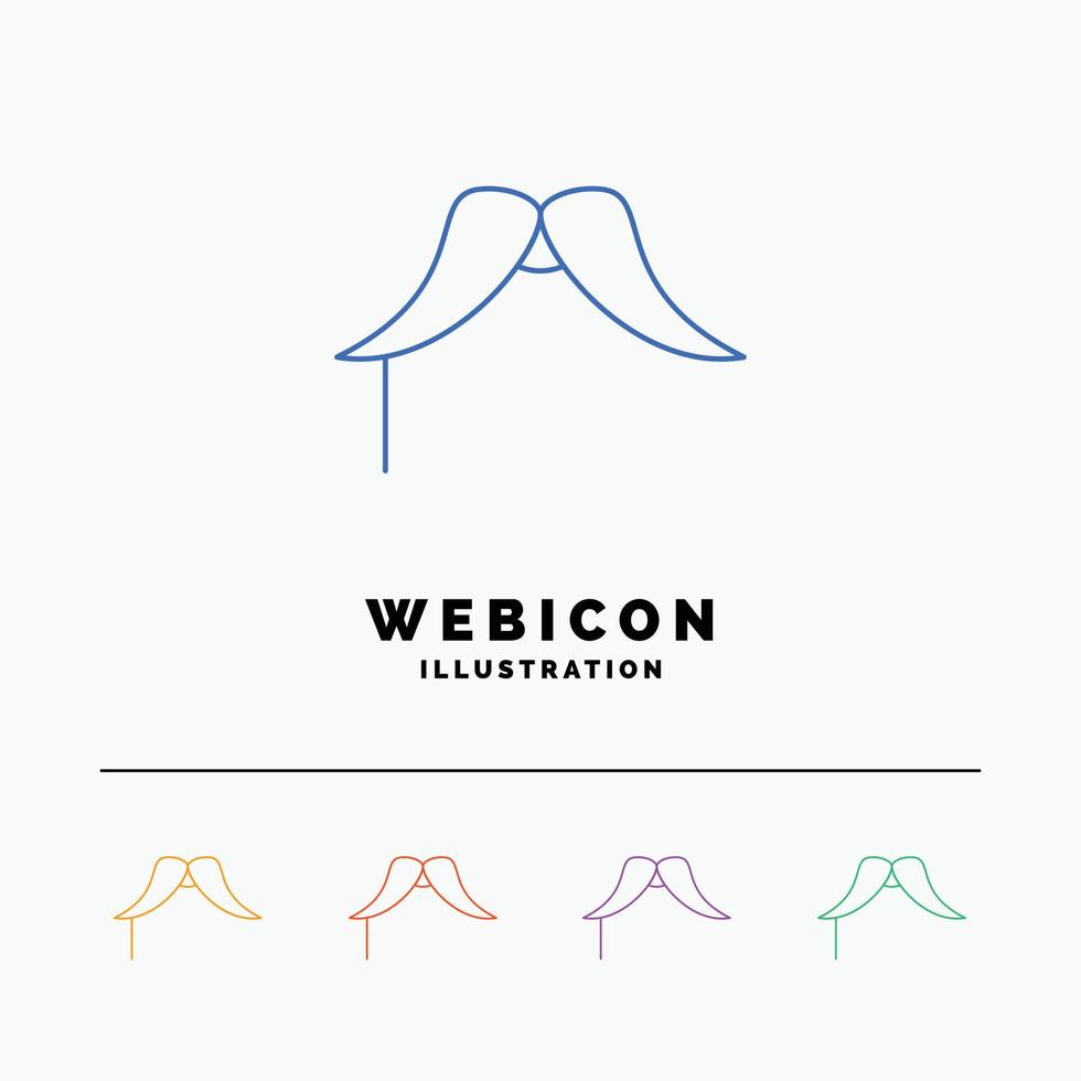 moustache. Hipster. movember. male. men 5 Color Line Web Icon Template isolated on white. Vector illustration