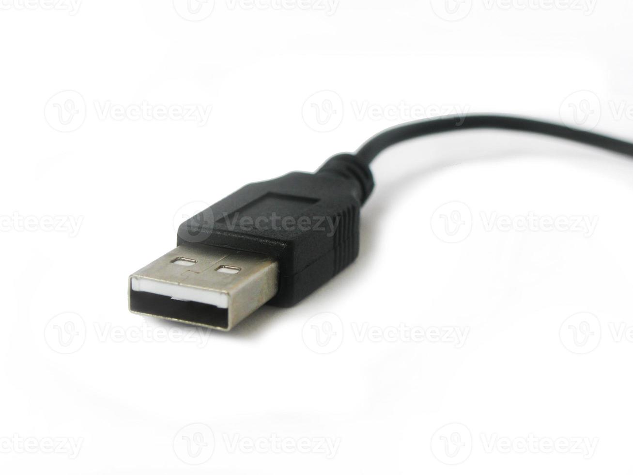 Black standard USB output cable isolated on white photo