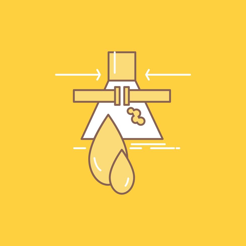 Chemical. Leak. Detection. Factory. pollution Flat Line Filled Icon. Beautiful Logo button over yellow background for UI and UX. website or mobile application vector