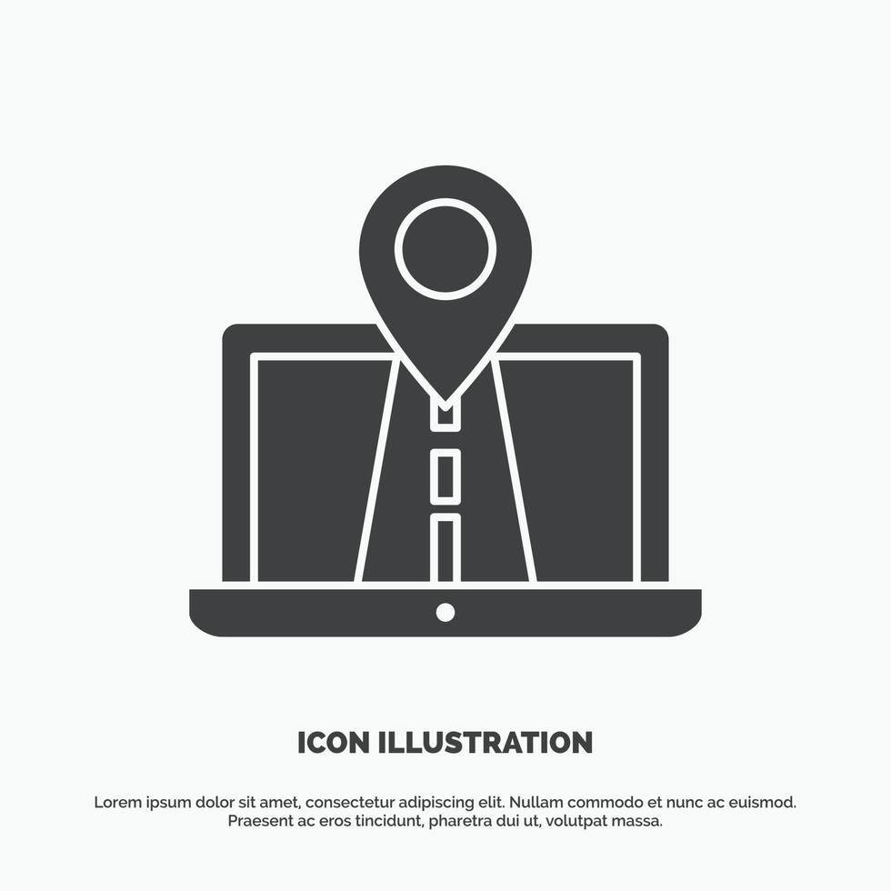 Navigation. Map. System. GPS. Route Icon. glyph vector gray symbol for UI and UX. website or mobile application