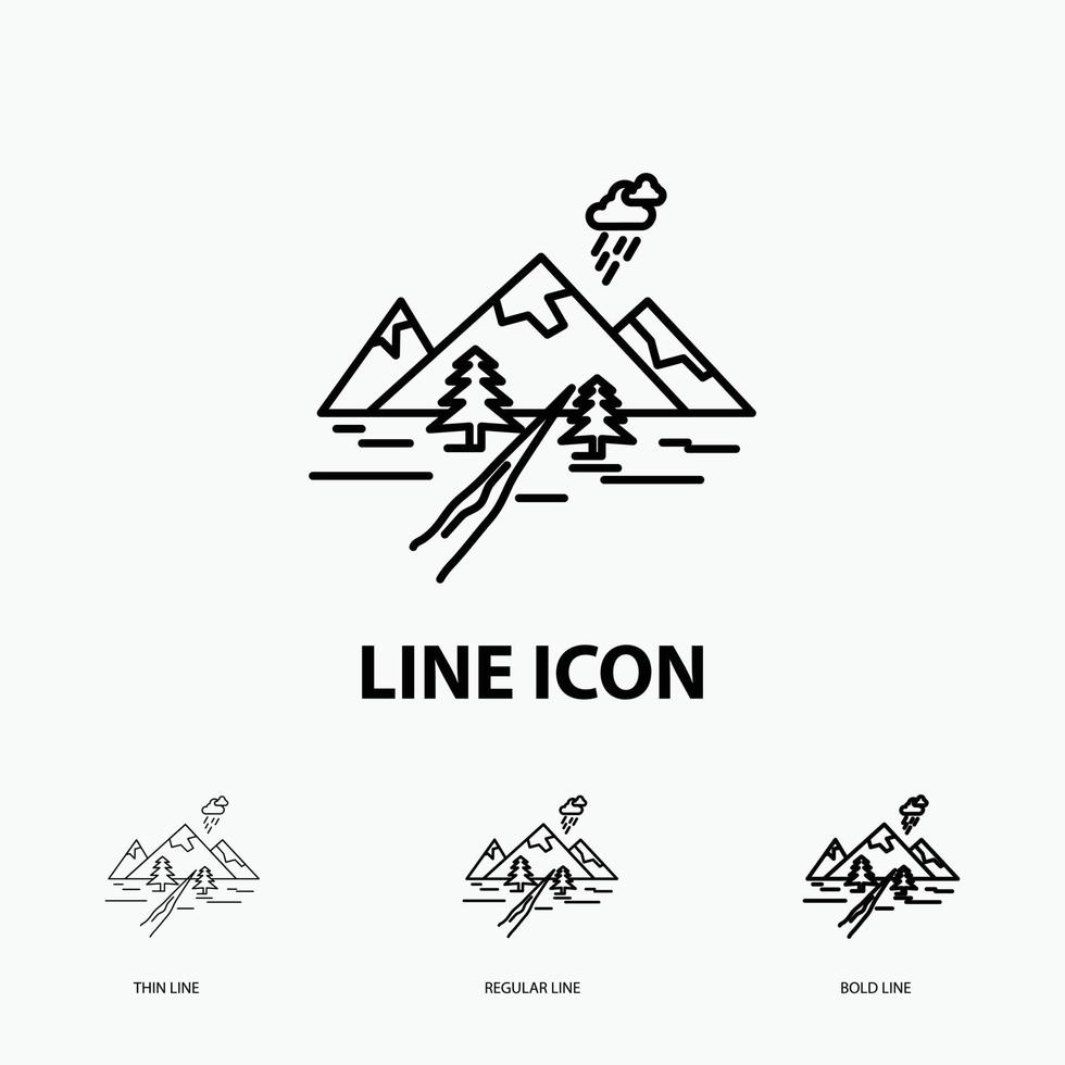 rocks. hill. landscape. nature. mountain Icon in Thin. Regular and Bold Line Style. Vector illustration