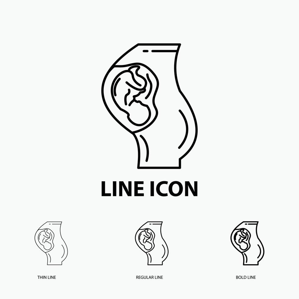 pregnancy. pregnant. baby. obstetrics. Mother Icon in Thin. Regular and Bold Line Style. Vector illustration