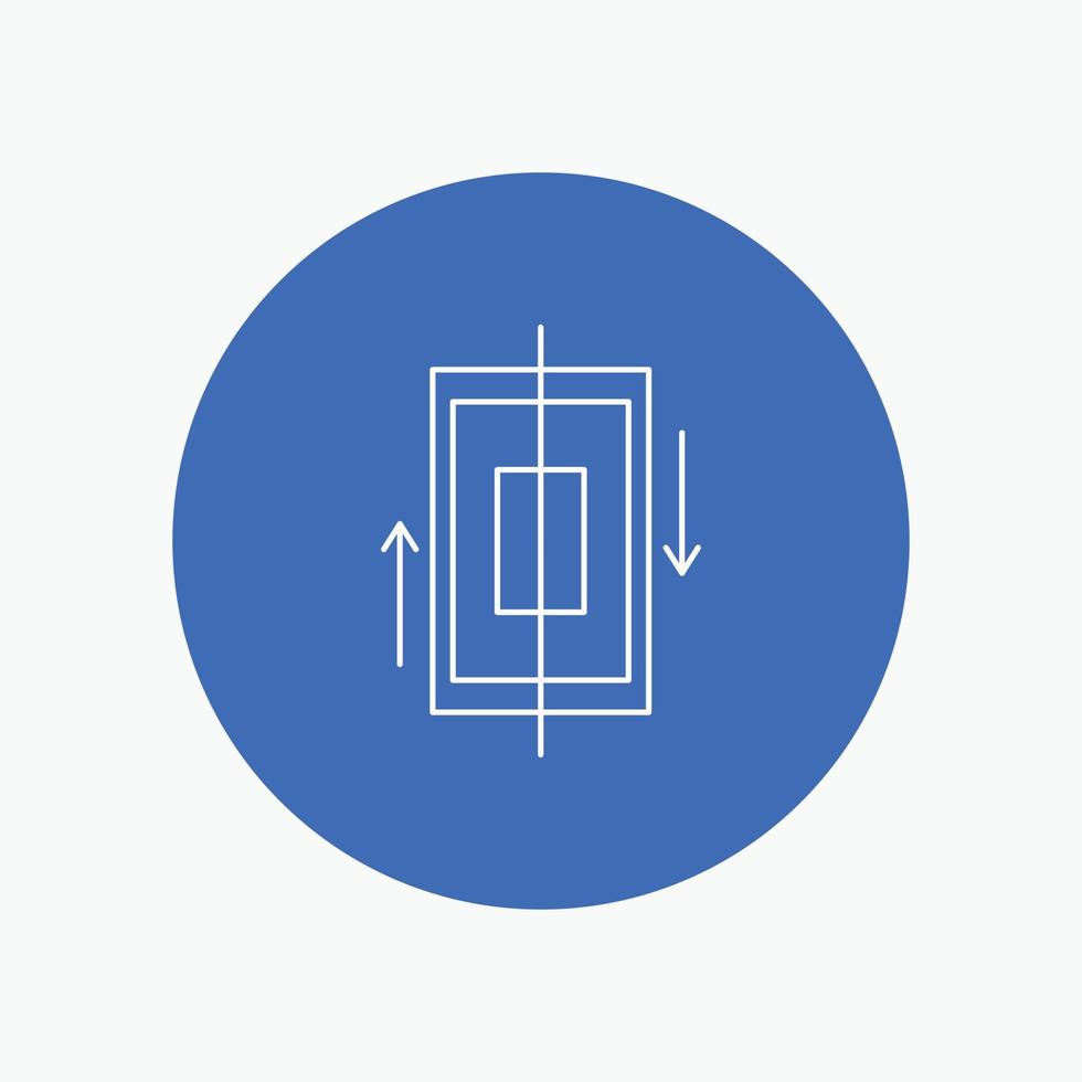 sync. synchronization. data. phone. smartphone White Line Icon in Circle background. vector icon illustration