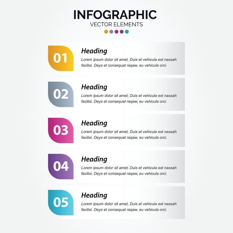Vector Vertical Infographic arrow design with 5 options or steps. Vertical Infographic for business concept
