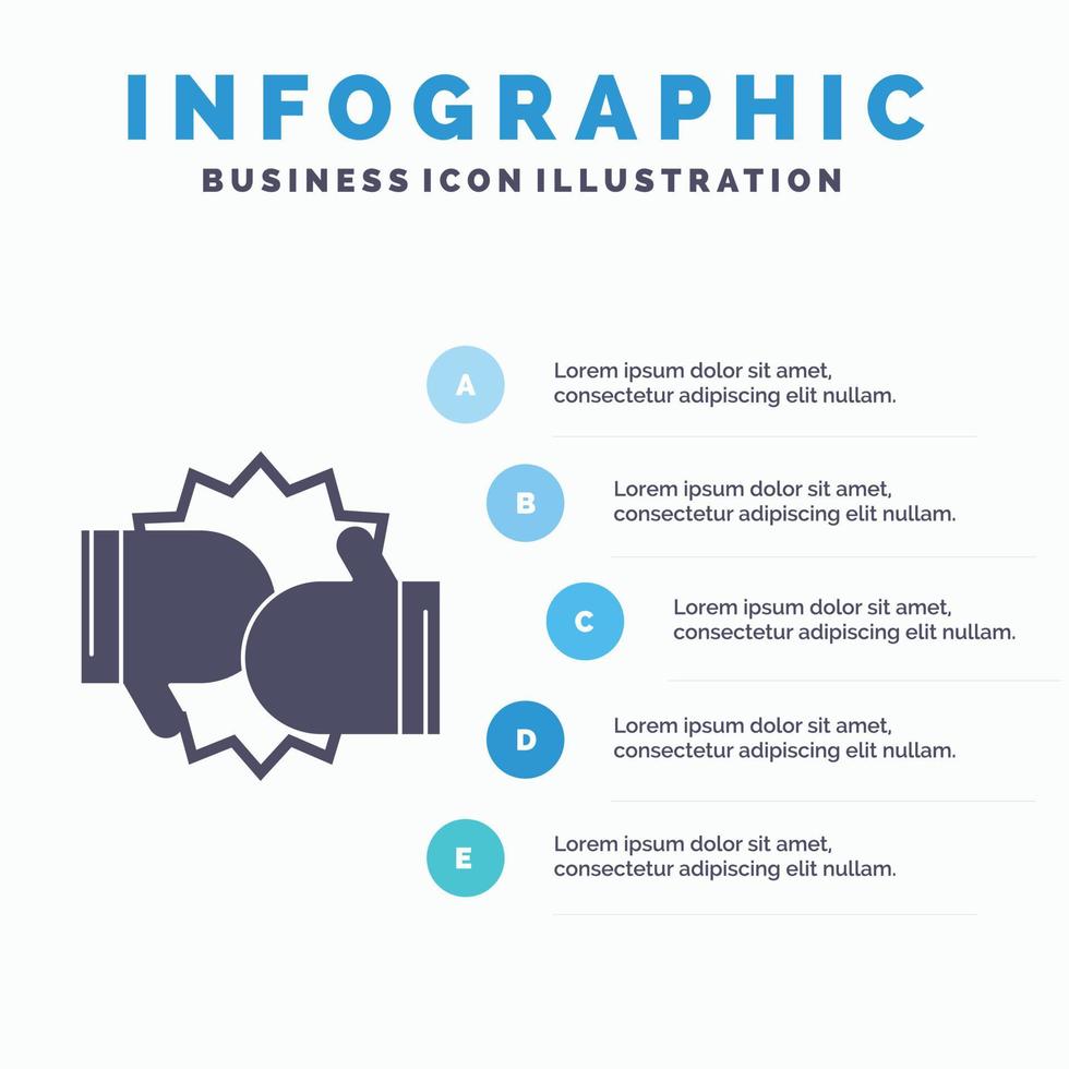 caja. boxeo. competencia. lucha. plantilla de infografía de guantes para sitio web y presentación. icono de glifo gris con ilustración de vector de estilo infográfico azul.