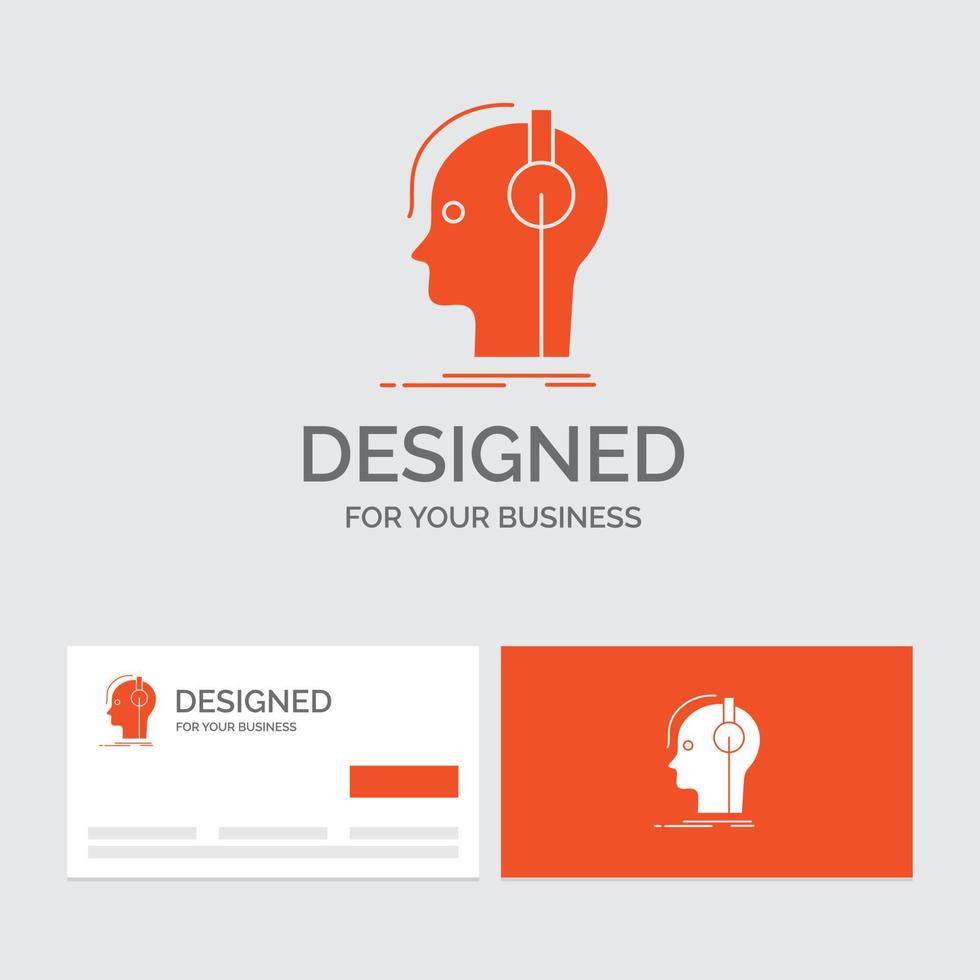 Business logo template for composer. headphones. musician. producer. sound. Orange Visiting Cards with Brand logo template. vector