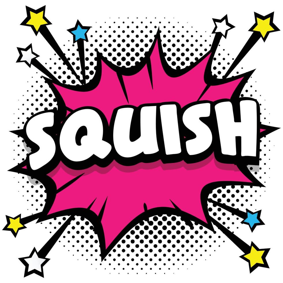 squish Pop art comic speech bubbles book sound effects vector