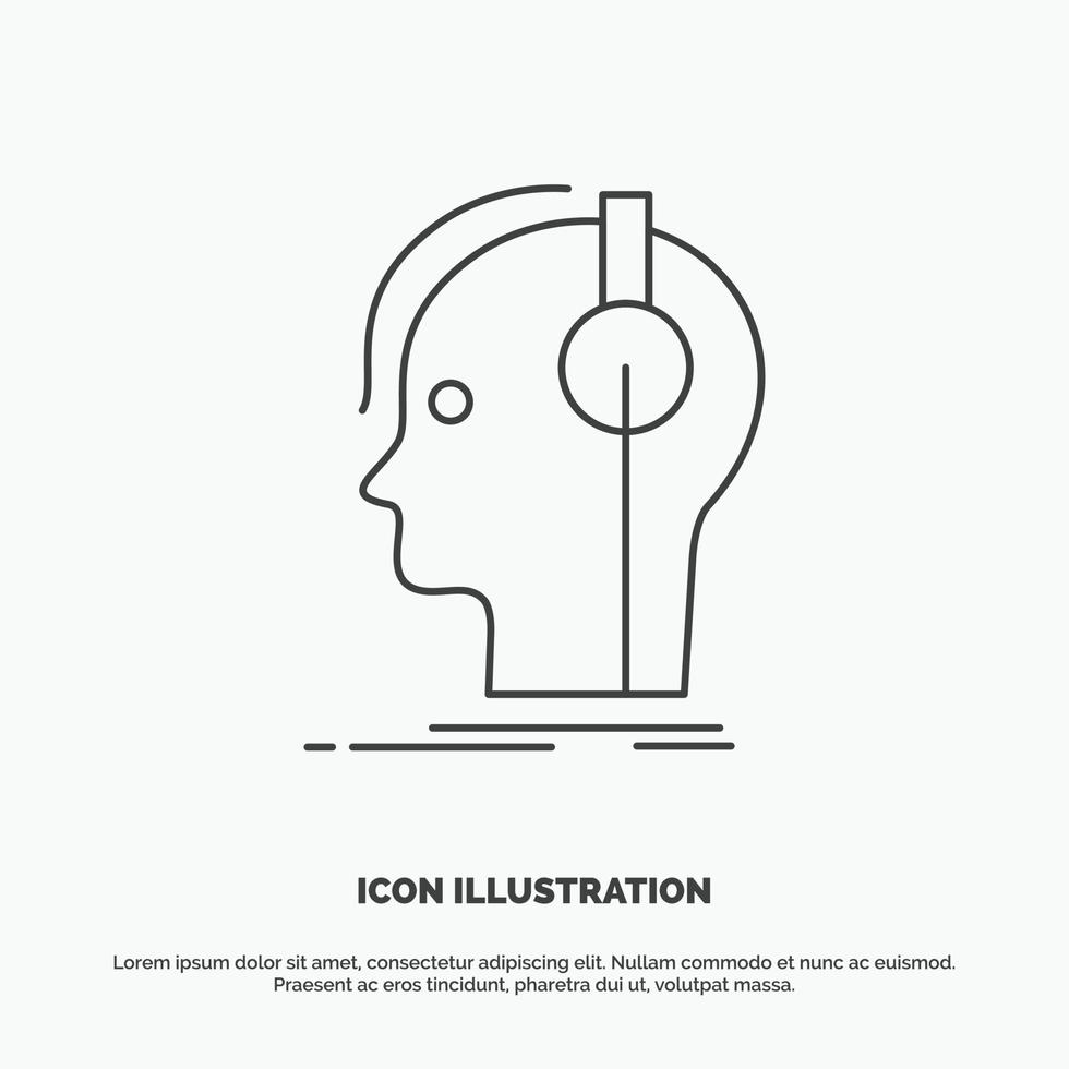 compositor. auriculares. músico. productor. icono de sonido símbolo gris vectorial de línea para ui y ux. sitio web o aplicación móvil vector