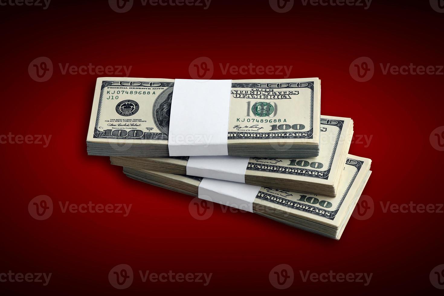 Bundle of US dollar bills isolated on white. Pack of american money with high resolution on perfect white background photo