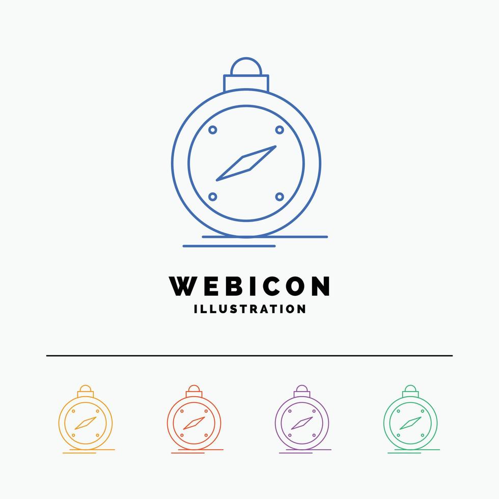 compass. direction. navigation. gps. location 5 Color Line Web Icon Template isolated on white. Vector illustration