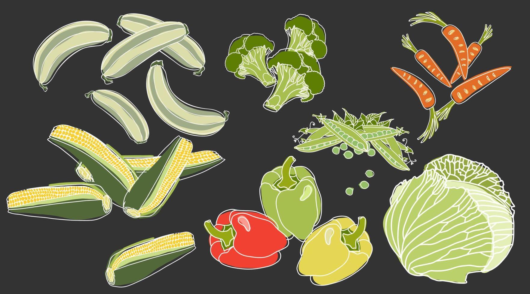 Vegetables set healthy food vector