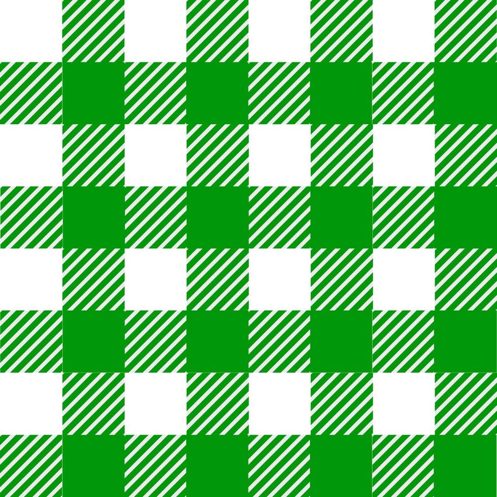 Green plaid texture pattern on white background. vector