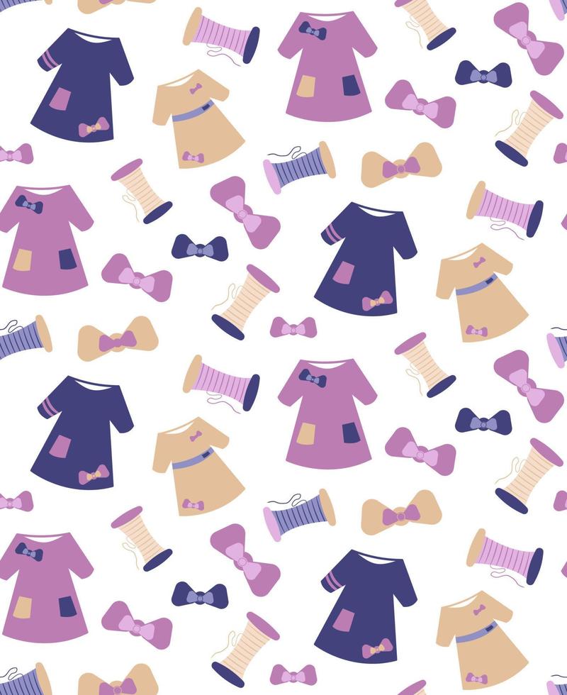 Seamless pattern with dresses in beautiful style. Decorative textile print or cover. Vector illustration