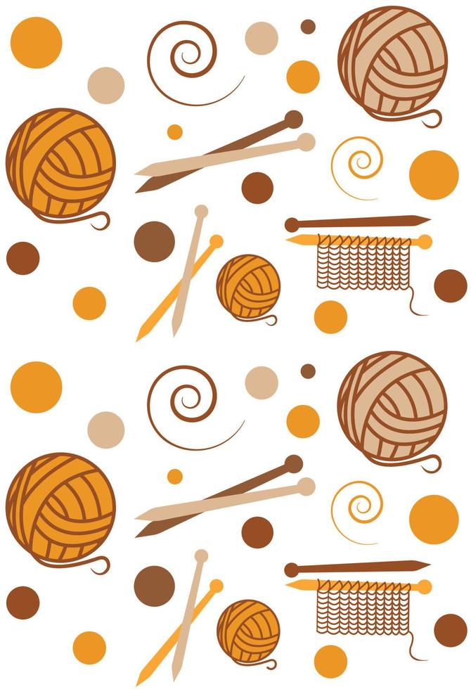 Seamless pattern knitting on soft background for textile or cover. Brown and orange. Vector print