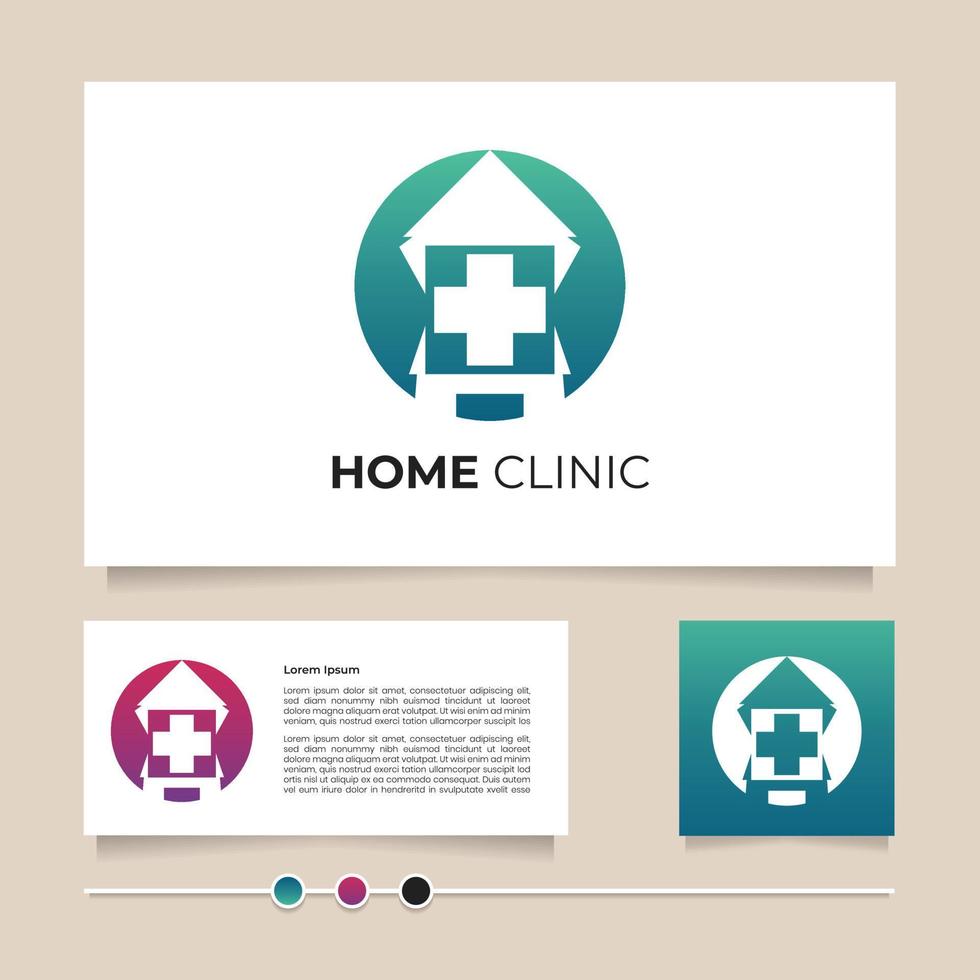 Creative vector home clinic logo design vector. Medical house care symbol and icon