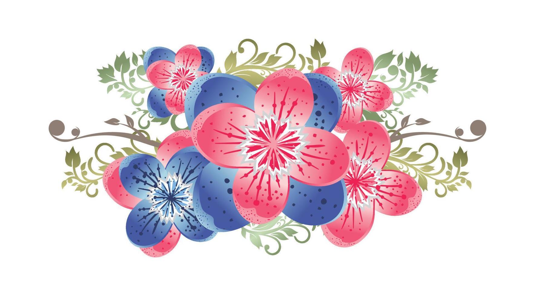The orchid flower arrangements are beautiful purple and pink with green leaves vector