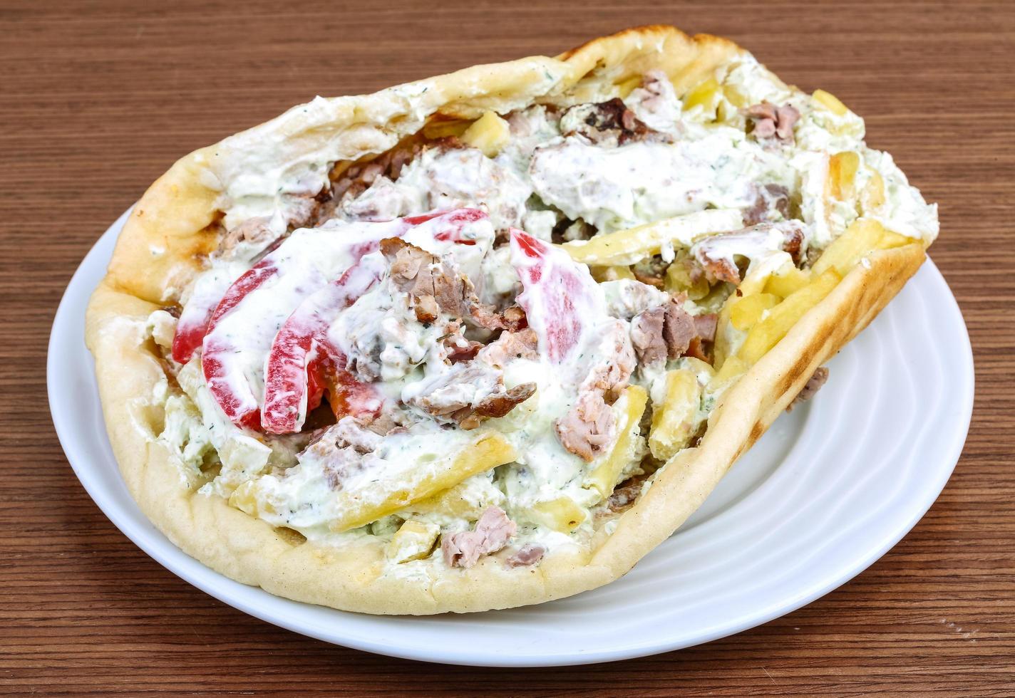 Souvlaki meal view photo