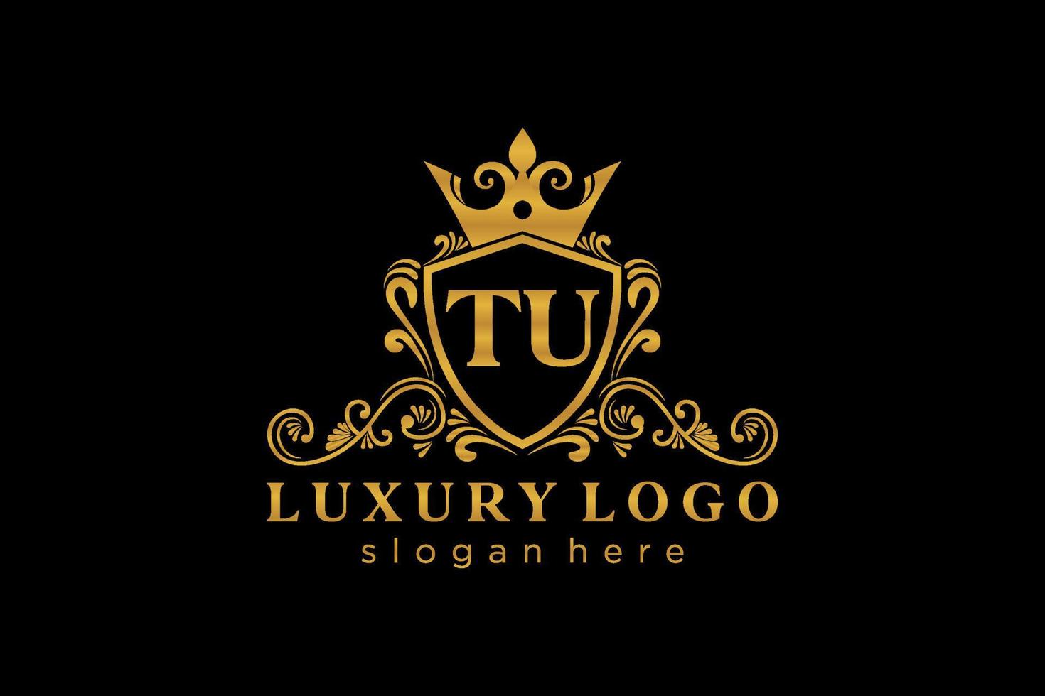 Initial TU Letter Royal Luxury Logo template in vector art for Restaurant, Royalty, Boutique, Cafe, Hotel, Heraldic, Jewelry, Fashion and other vector illustration.