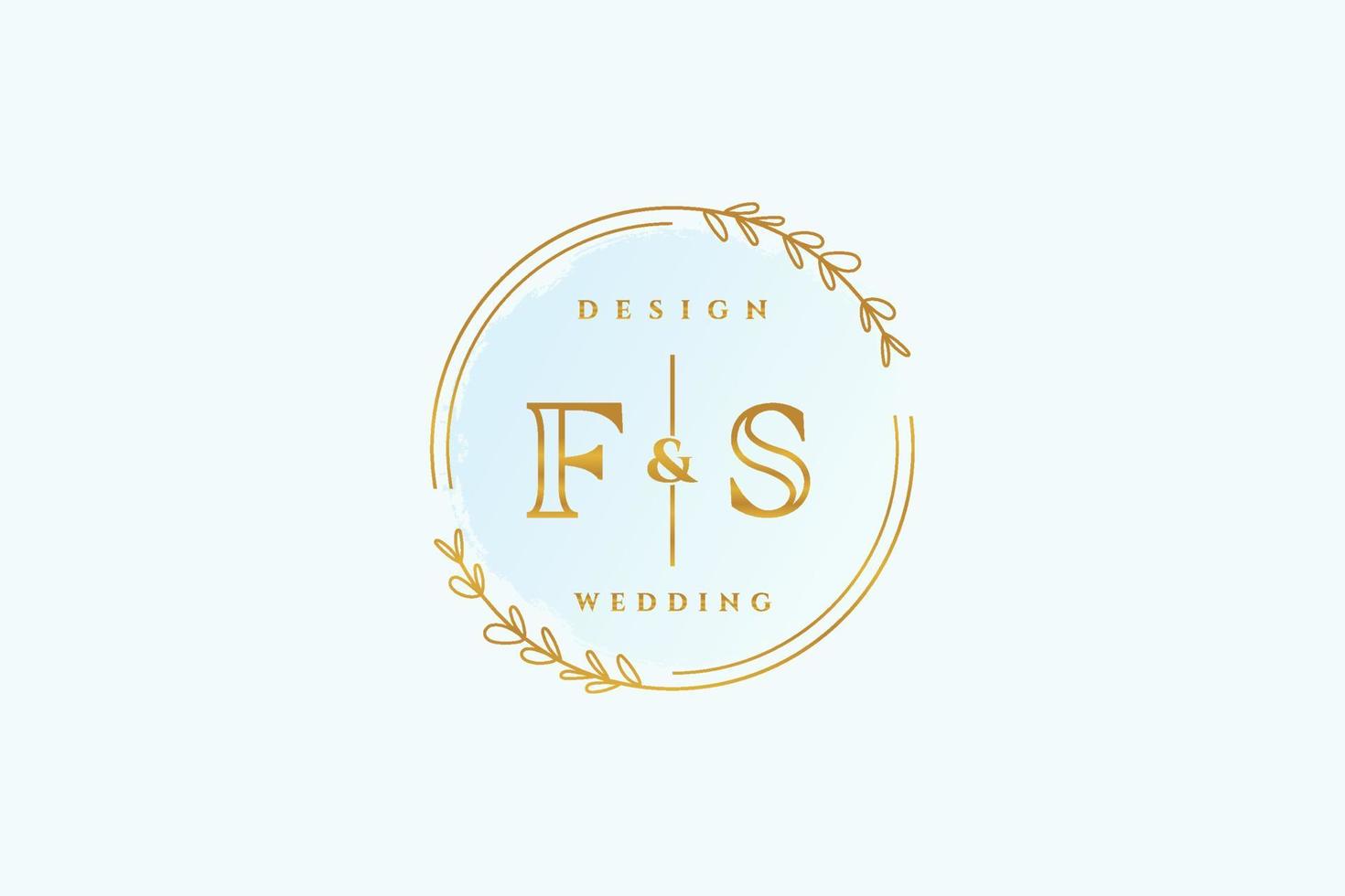 Initial FS beauty monogram and elegant logo design handwriting logo of initial signature, wedding, fashion, floral and botanical with creative template. vector