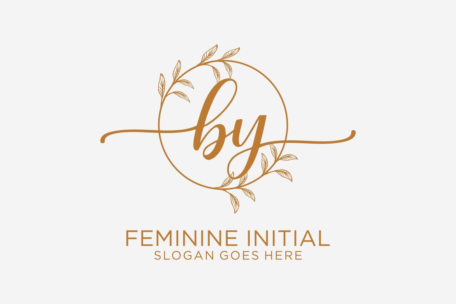 Initial BY beauty monogram and elegant logo design handwriting logo of initial signature, wedding, fashion, floral and botanical with creative template. vector