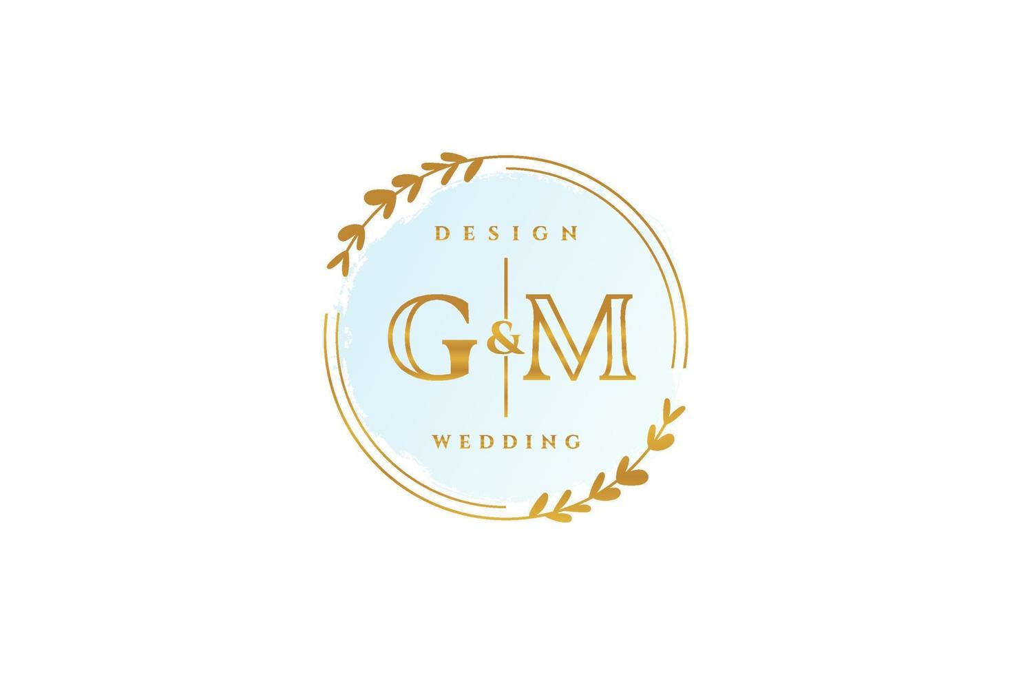 Initial GM beauty monogram and elegant logo design handwriting logo of initial signature, wedding, fashion, floral and botanical with creative template. vector