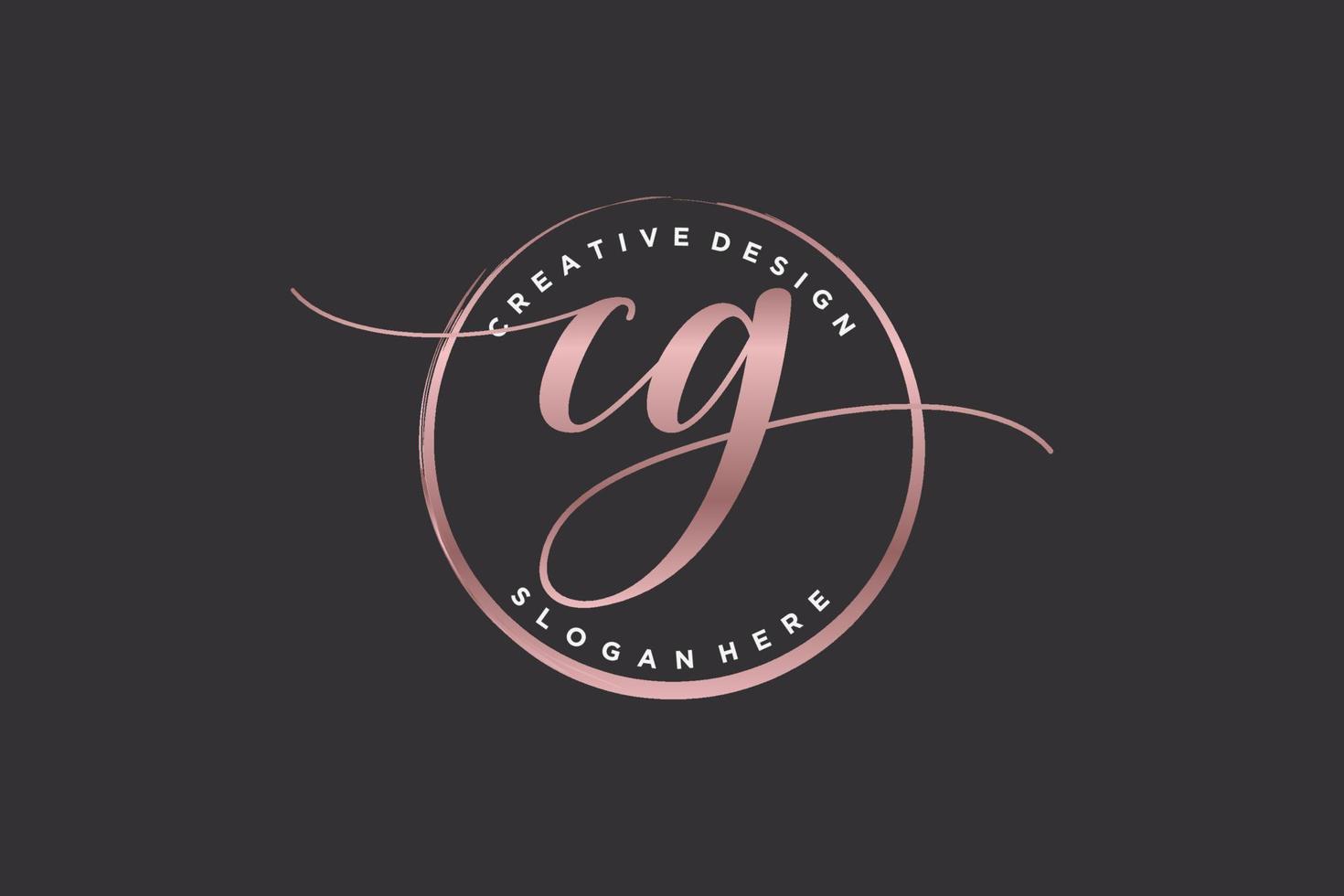 Initial CG handwriting logo with circle template vector signature, wedding, fashion, floral and botanical with creative template.