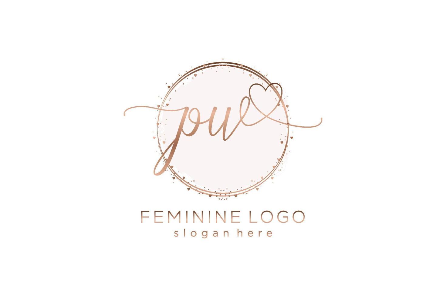 Initial PW handwriting logo with circle template vector logo of initial wedding, fashion, floral and botanical with creative template.