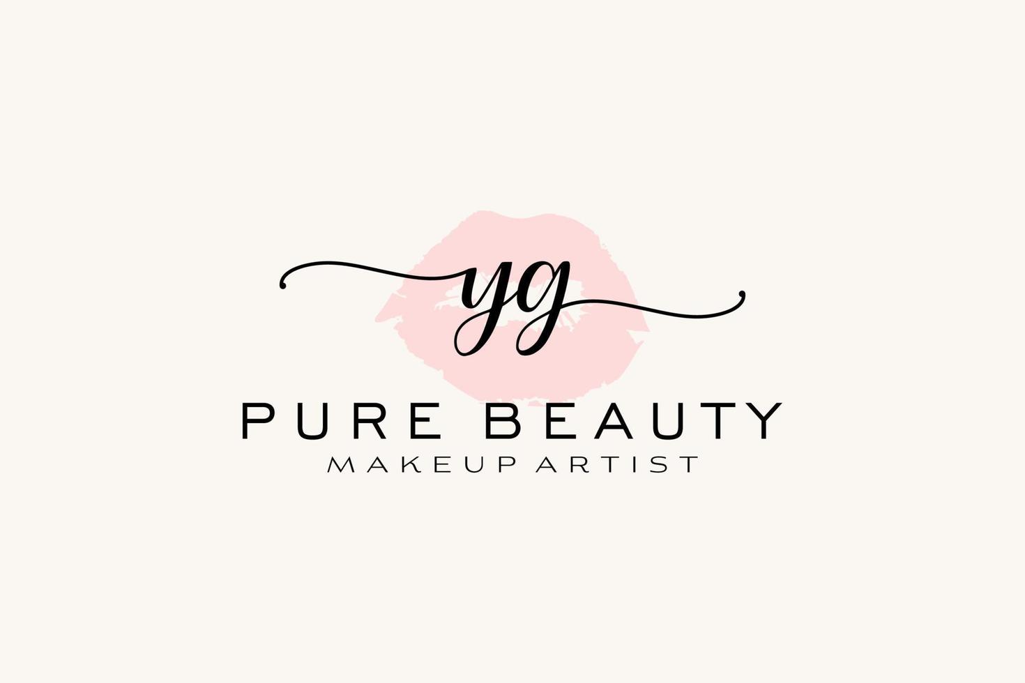 Initial YG Watercolor Lips Premade Logo Design, Logo for Makeup Artist Business Branding, Blush Beauty Boutique Logo Design, Calligraphy Logo with creative template. vector