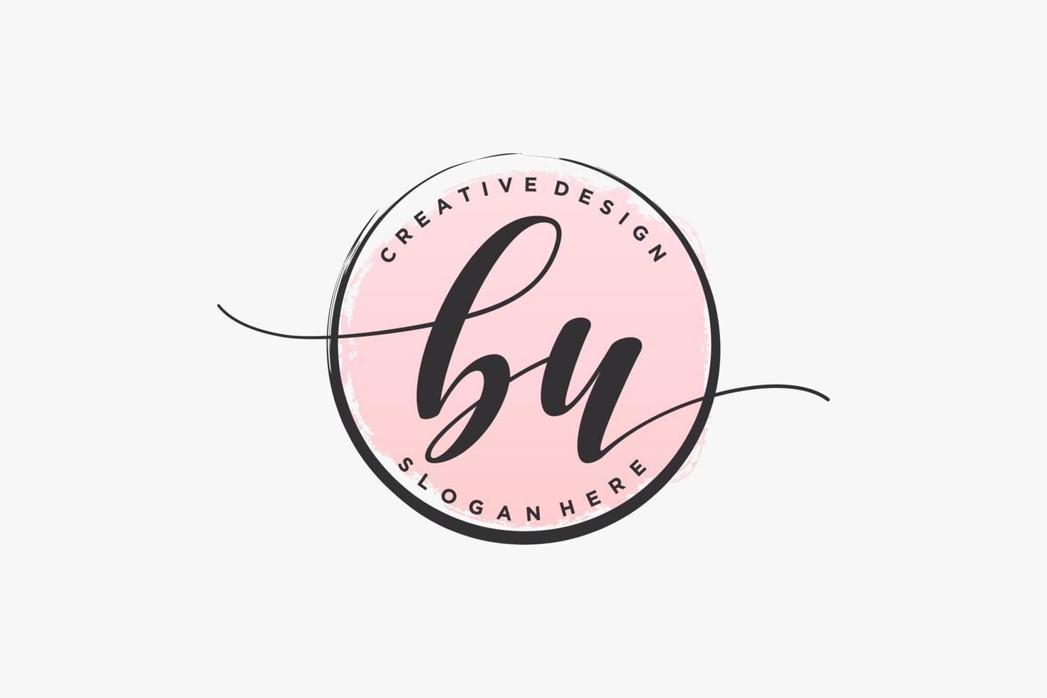 Initial BU handwriting logo with circle template vector signature, wedding, fashion, floral and botanical with creative template.