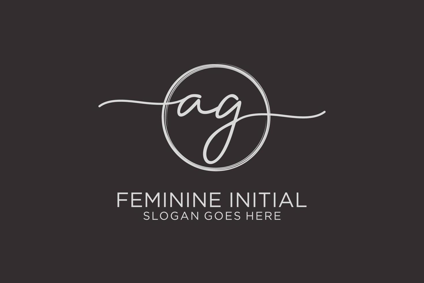 Initial AG handwriting logo with circle template vector logo of initial signature, wedding, fashion, floral and botanical with creative template.