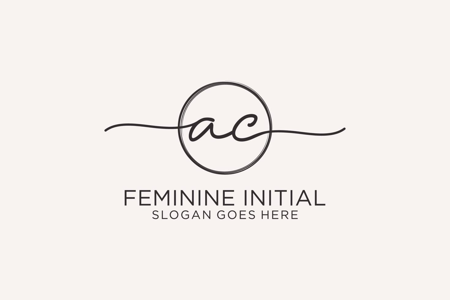 Initial AC handwriting logo with circle template vector logo of initial signature, wedding, fashion, floral and botanical with creative template.