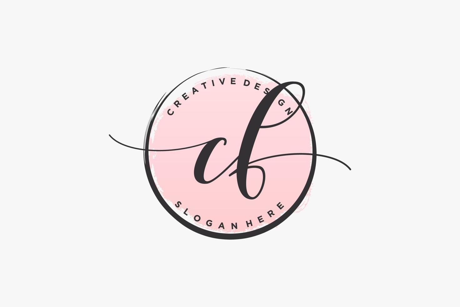 Initial CF handwriting logo with circle template vector signature, wedding, fashion, floral and botanical with creative template.