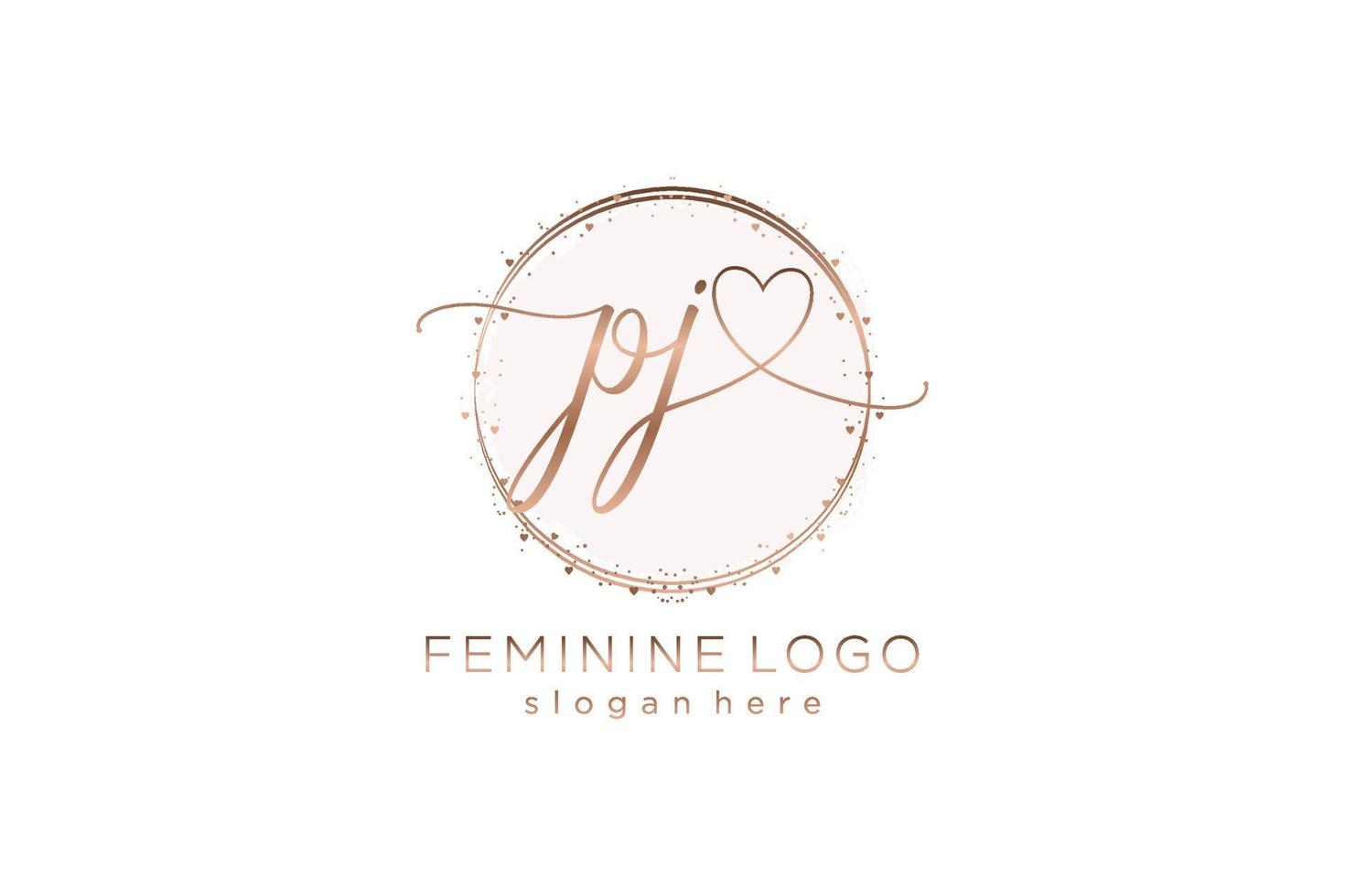 Initial PJ handwriting logo with circle template vector logo of initial wedding, fashion, floral and botanical with creative template.