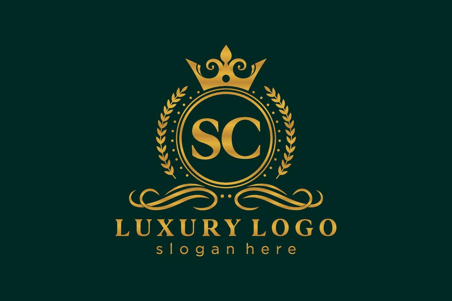 plantilla de logotipo de lujo real de letra sc inicial en arte vectorial para restaurante, realeza, boutique, cafetería, hotel, heráldica, joyería, moda y otras ilustraciones vectoriales. vector